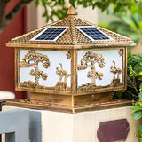 Luxury Solar Pattern Post Lantern Outdoor Lamp Bronze Image - 12