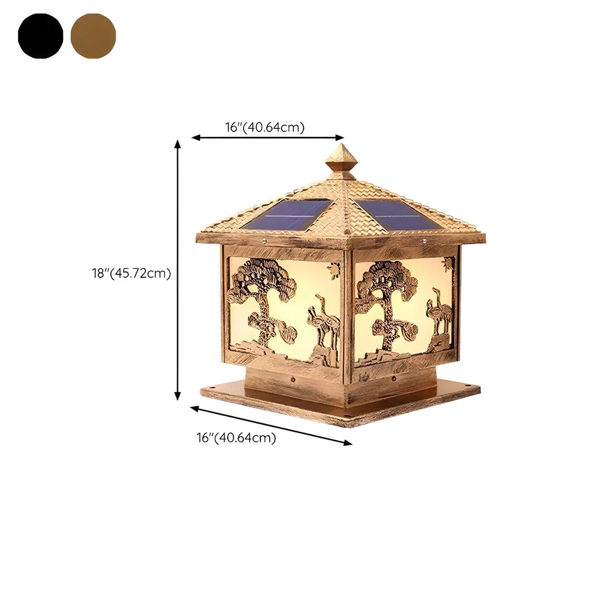 Luxury Solar Pattern Post Lantern Outdoor Lamp Bronze 