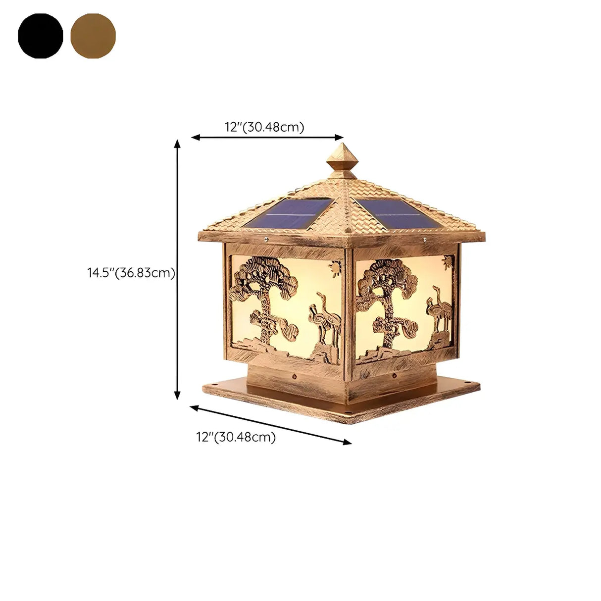 Luxury Solar Pattern Post Lantern Outdoor Lamp Bronze Image - 14