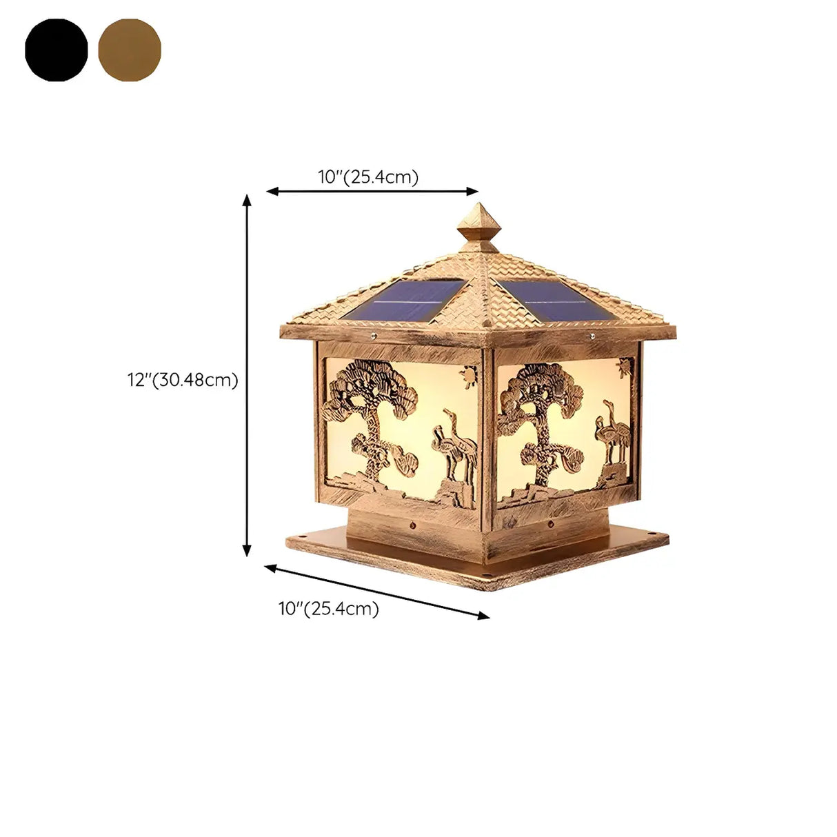 Luxury Solar Pattern Post Lantern Outdoor Lamp Bronze Image - 15