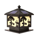 Luxury Solar Pattern Post Lantern Outdoor Lamp Bronze Image - 4