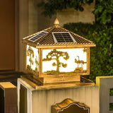 Luxury Solar Pattern Post Lantern Outdoor Lamp Bronze Image - 5