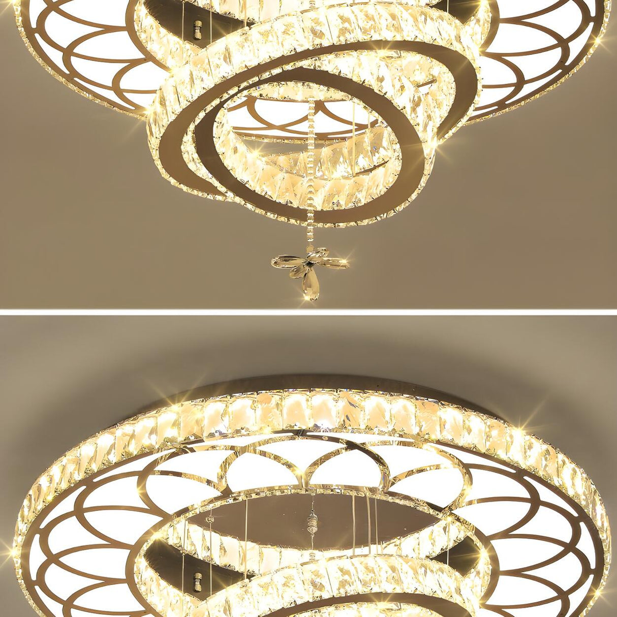 Luxury Spiral Crystal Semi-Flush Mount Ceiling Light Image - 13