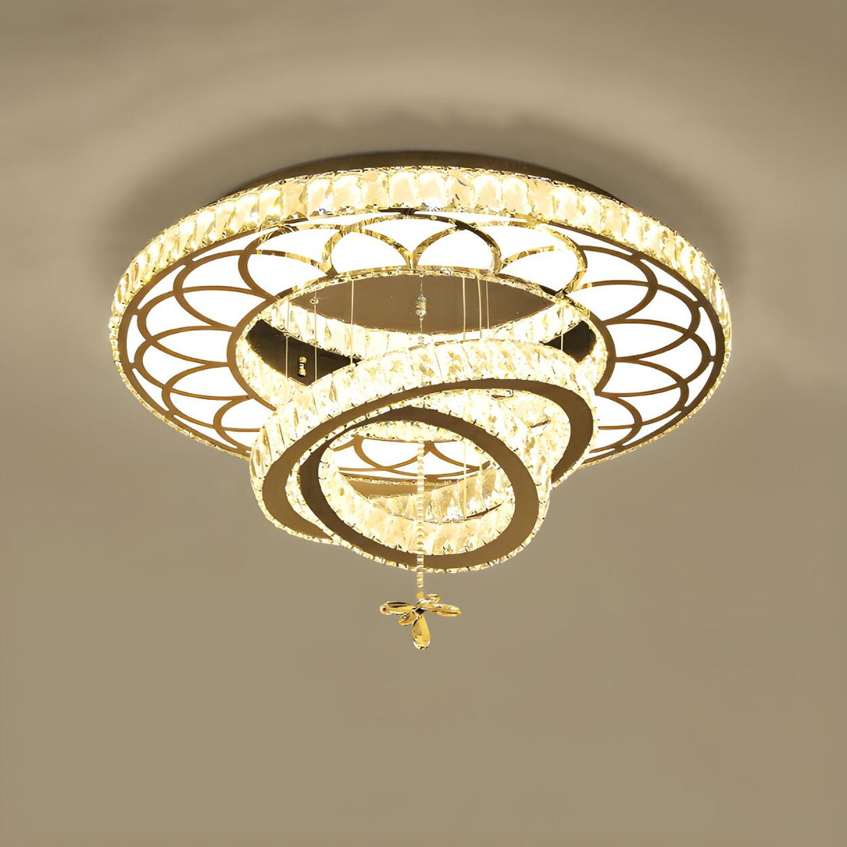 Luxury Spiral Crystal Semi-Flush Mount Ceiling Light Image - 7