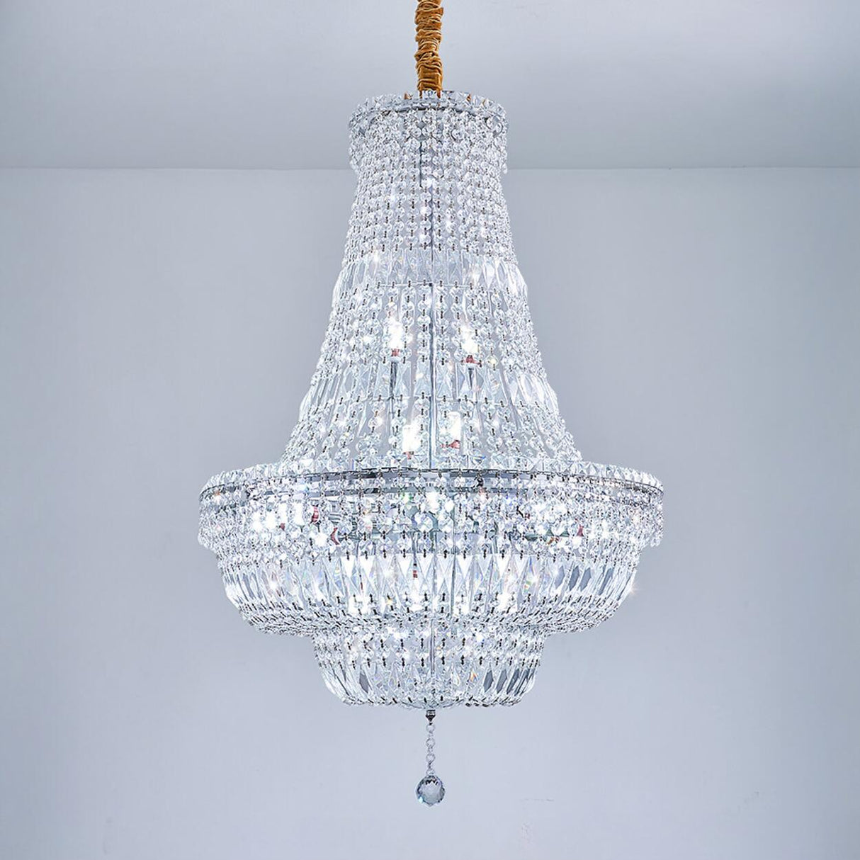 Luxury Stairwell Tiered Clear Crystal Chandelier  Image - 7