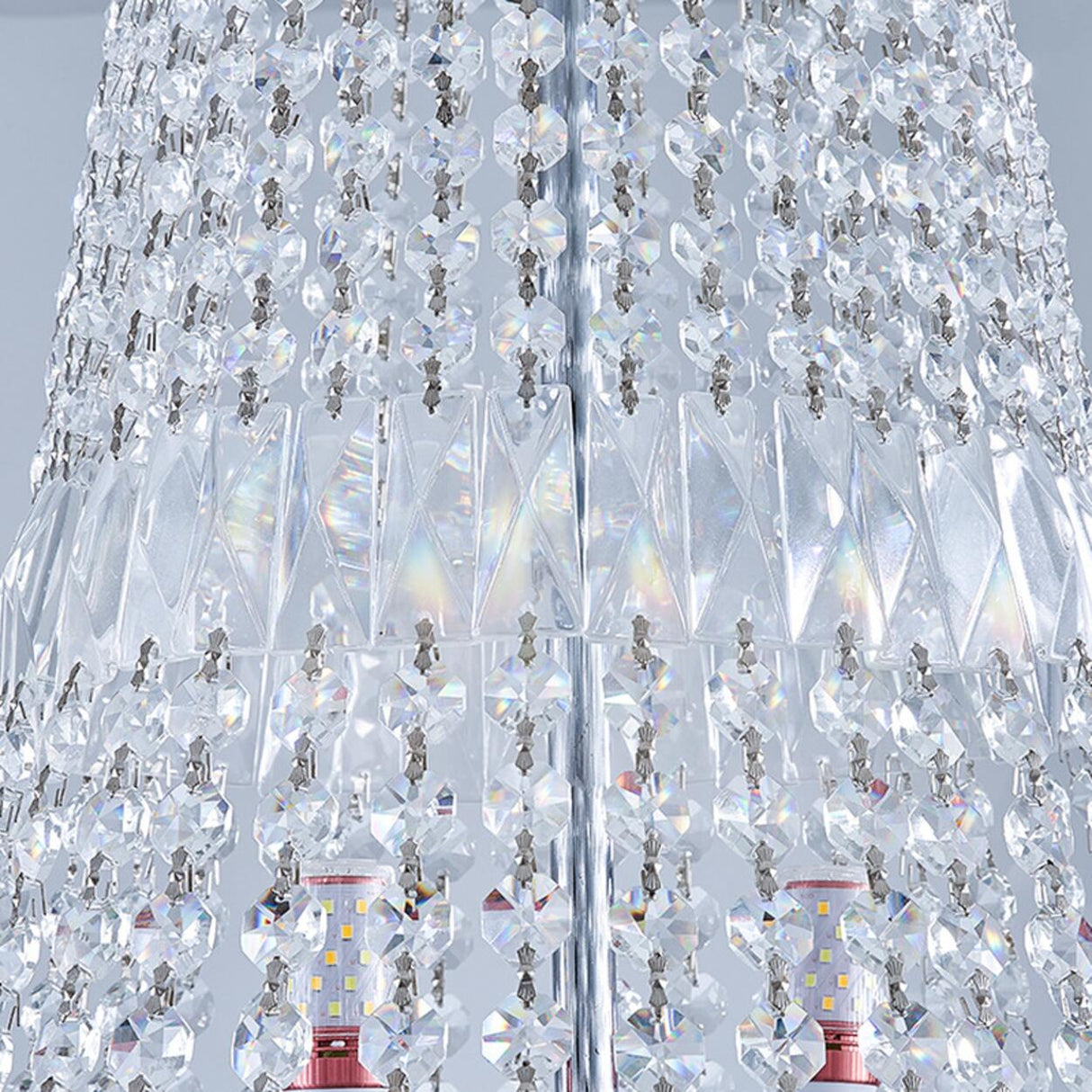 Luxury Stairwell Tiered Clear Crystal Chandelier  Image - 9