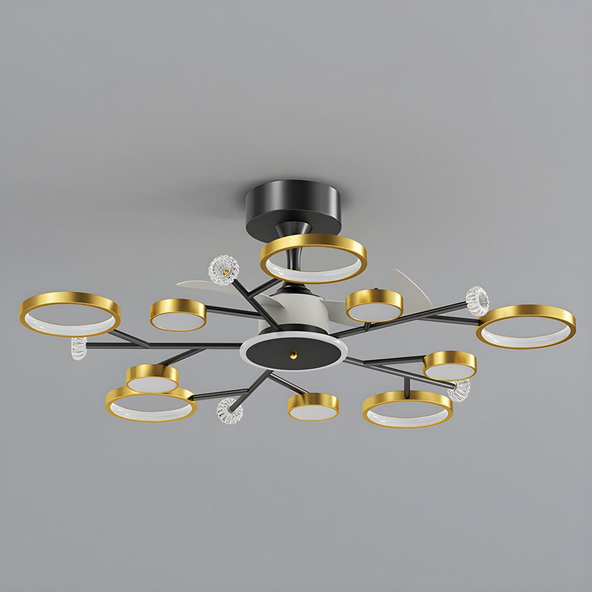 Luxury Starburst Metal Frame Ceiling Fan with Light Image - 13