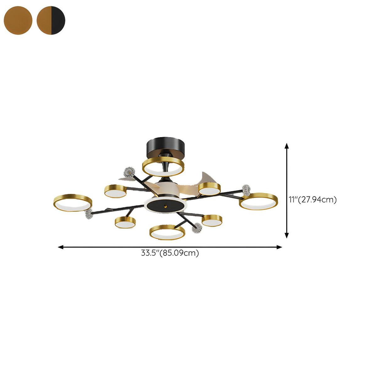 Luxury Starburst Metal Frame Ceiling Fan with Light Image - 22