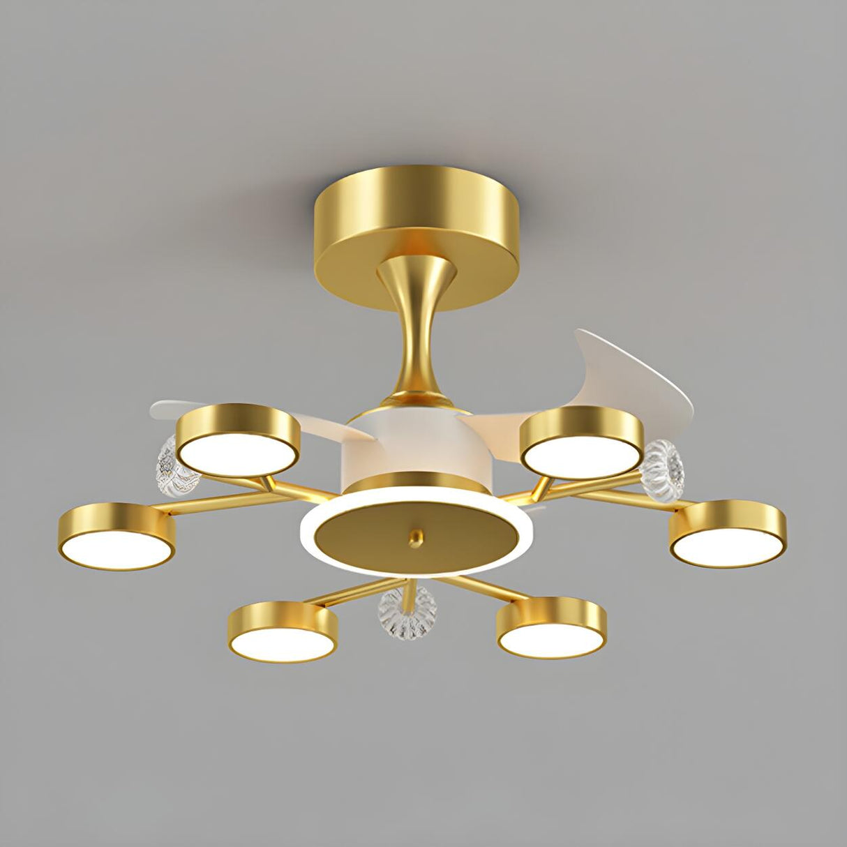 Luxury Starburst Metal Frame Ceiling Fan with Light Image - 5