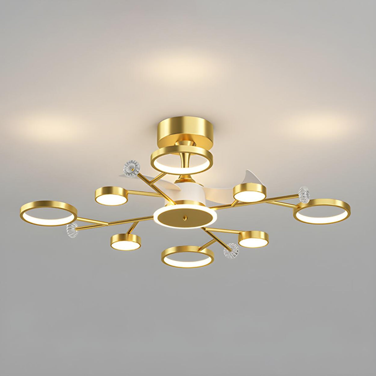 Luxury Starburst Metal Frame Ceiling Fan with Light Image - 8