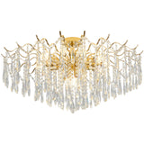 Luxury Teardrop Crystal Gold Semi-Flush Mount Light Image - 10