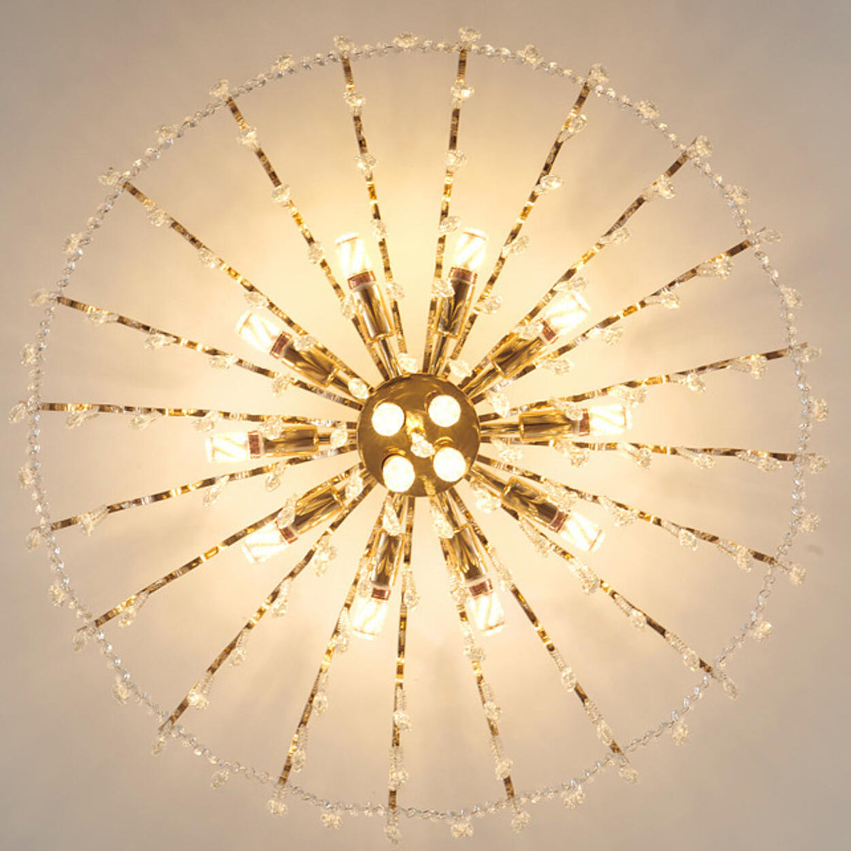 Luxury Teardrop Crystal Gold Semi-Flush Mount Light Image - 14