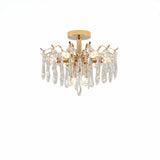 Luxury Teardrop Crystal Gold Semi-Flush Mount Light Image - 15