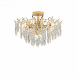 Luxury Teardrop Crystal Gold Semi-Flush Mount Light Image - 19