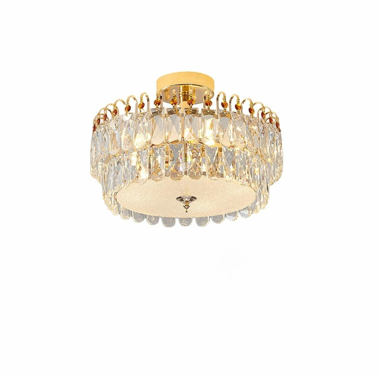 Luxury Teardrop Crystal Gold Semi-Flush Mount Light Image - 23