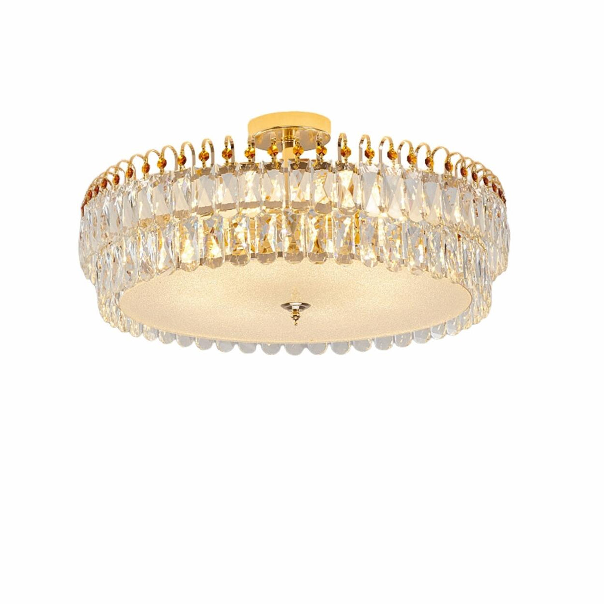 Luxury Teardrop Crystal Gold Semi-Flush Mount Light Image - 24