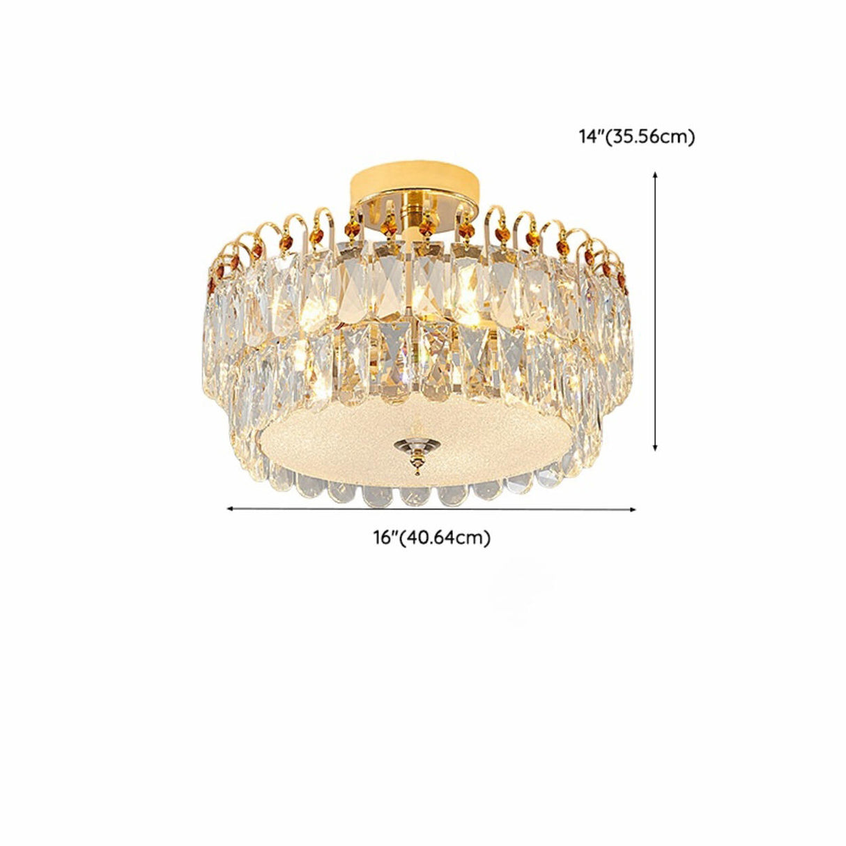 Luxury Teardrop Crystal Gold Semi-Flush Mount Light Image - 28