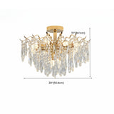 Luxury Teardrop Crystal Gold Semi-Flush Mount Light Image - 29