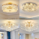 Luxury Teardrop Crystal Gold Semi-Flush Mount Light Image - 3