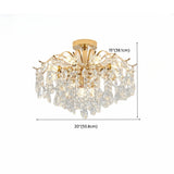 Luxury Teardrop Crystal Gold Semi-Flush Mount Light Image - 30