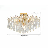 Luxury Teardrop Crystal Gold Semi-Flush Mount Light Image - 33