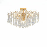 Luxury Teardrop Crystal Gold Semi-Flush Mount Light Image - 4