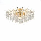 Luxury Teardrop Crystal Gold Semi-Flush Mount Light Image - 6