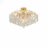 Luxury Teardrop Crystal Gold Semi-Flush Mount Light Image - 7