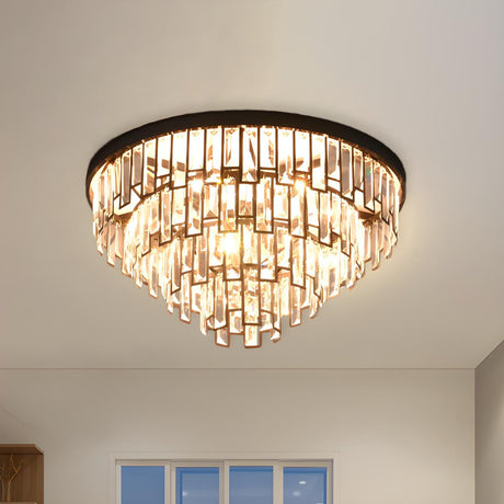 Luxury Tiered Crystal Strip Flush Mount Ceiling Light Image - 2