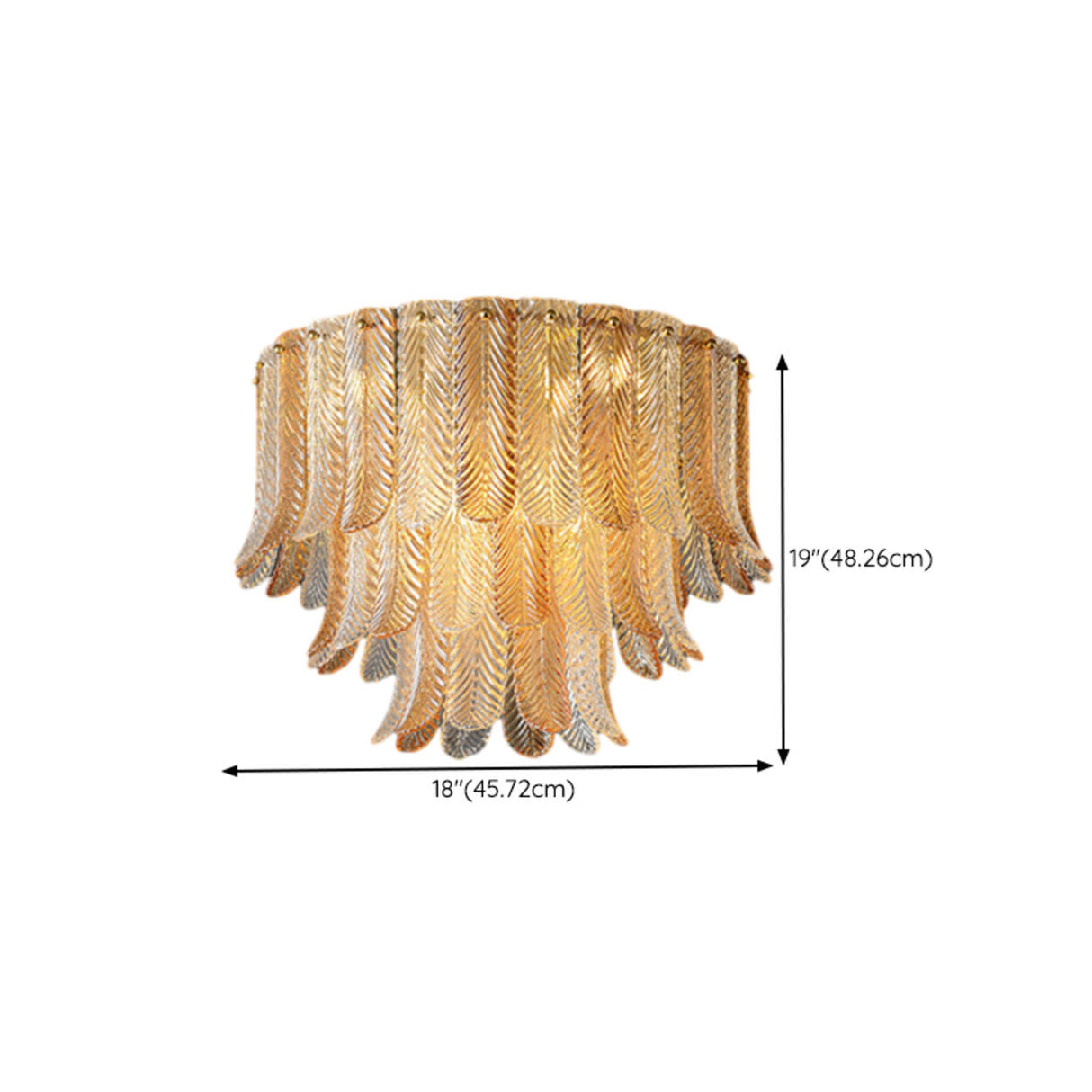 Luxury Tiered Feather Amber Flush Mount Lamp Living Room 