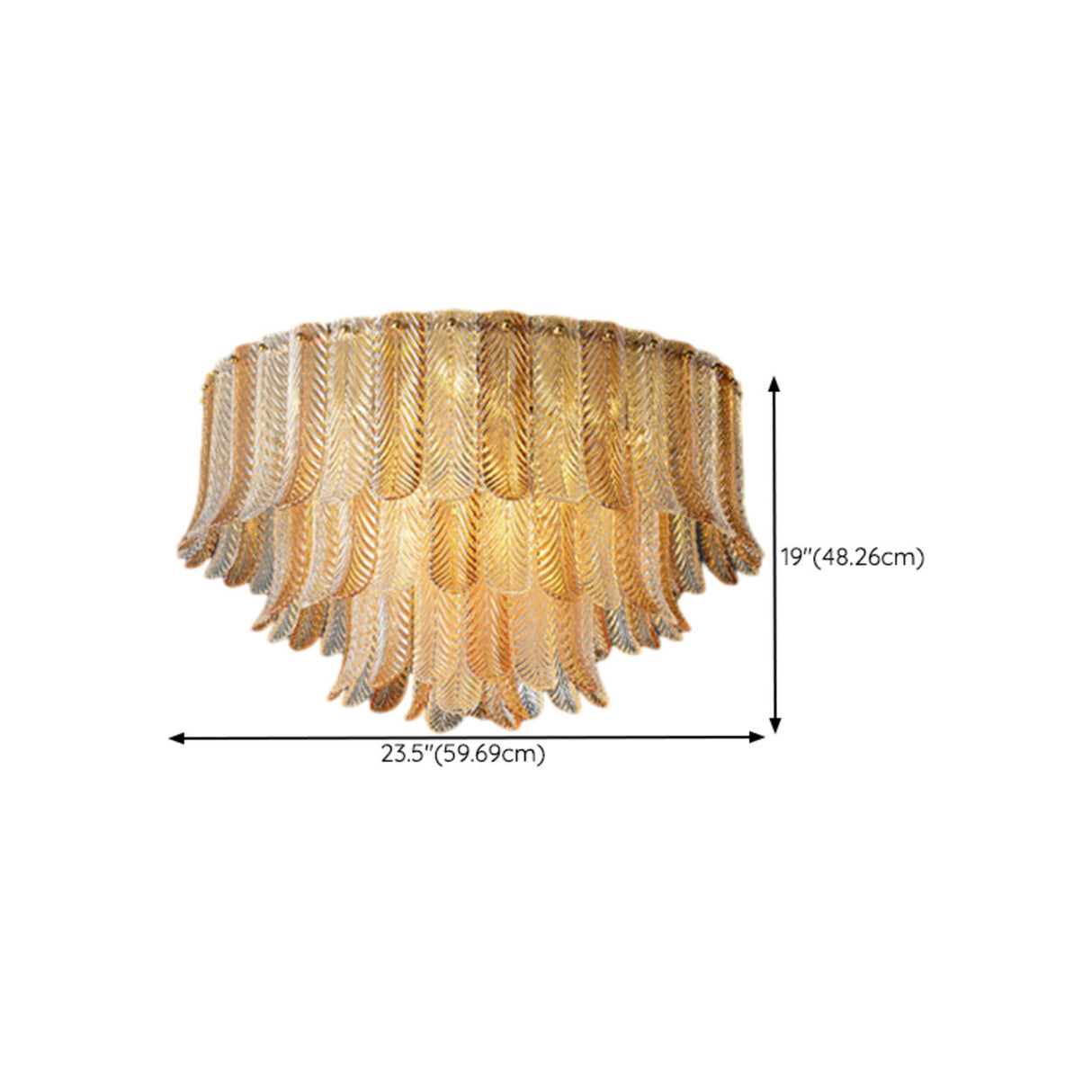 Luxury Tiered Feather Amber Flush Mount Lamp Living Room Image - 12