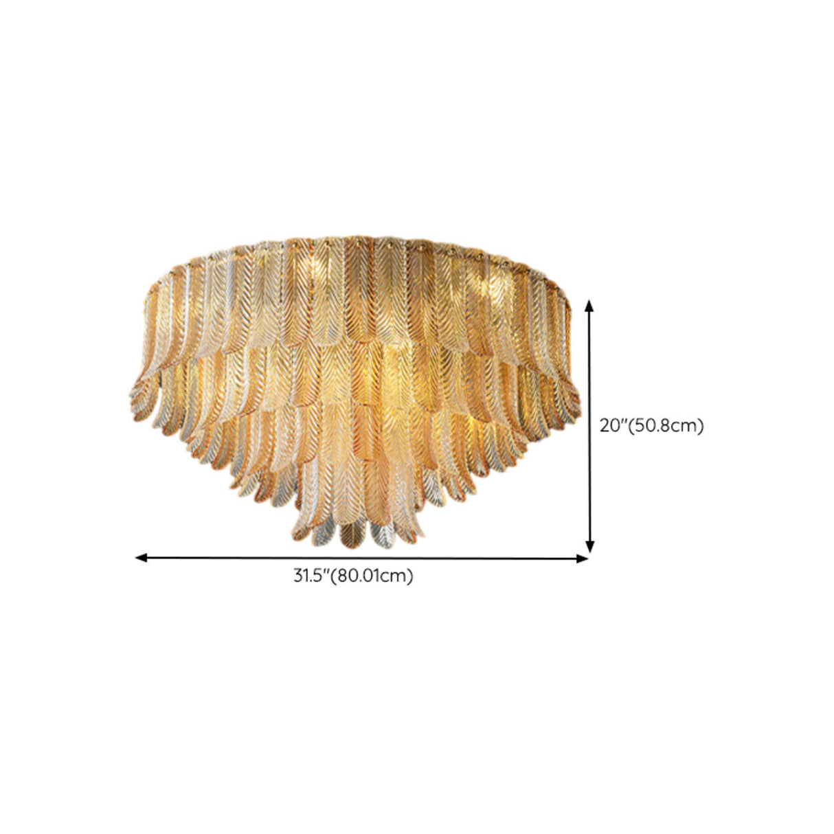 Luxury Tiered Feather Amber Flush Mount Lamp Living Room Image - 13