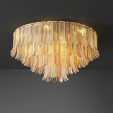 Luxury Tiered Feather Amber Flush Mount Lamp Living Room Image - 6