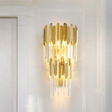 Luxury Tiered Pendant Gold Crystal Wall Sconce Image - 1