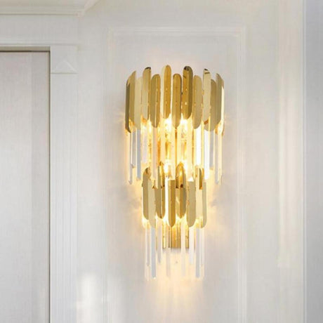 Luxury Tiered Pendant Gold Crystal Wall Sconce Image - 1