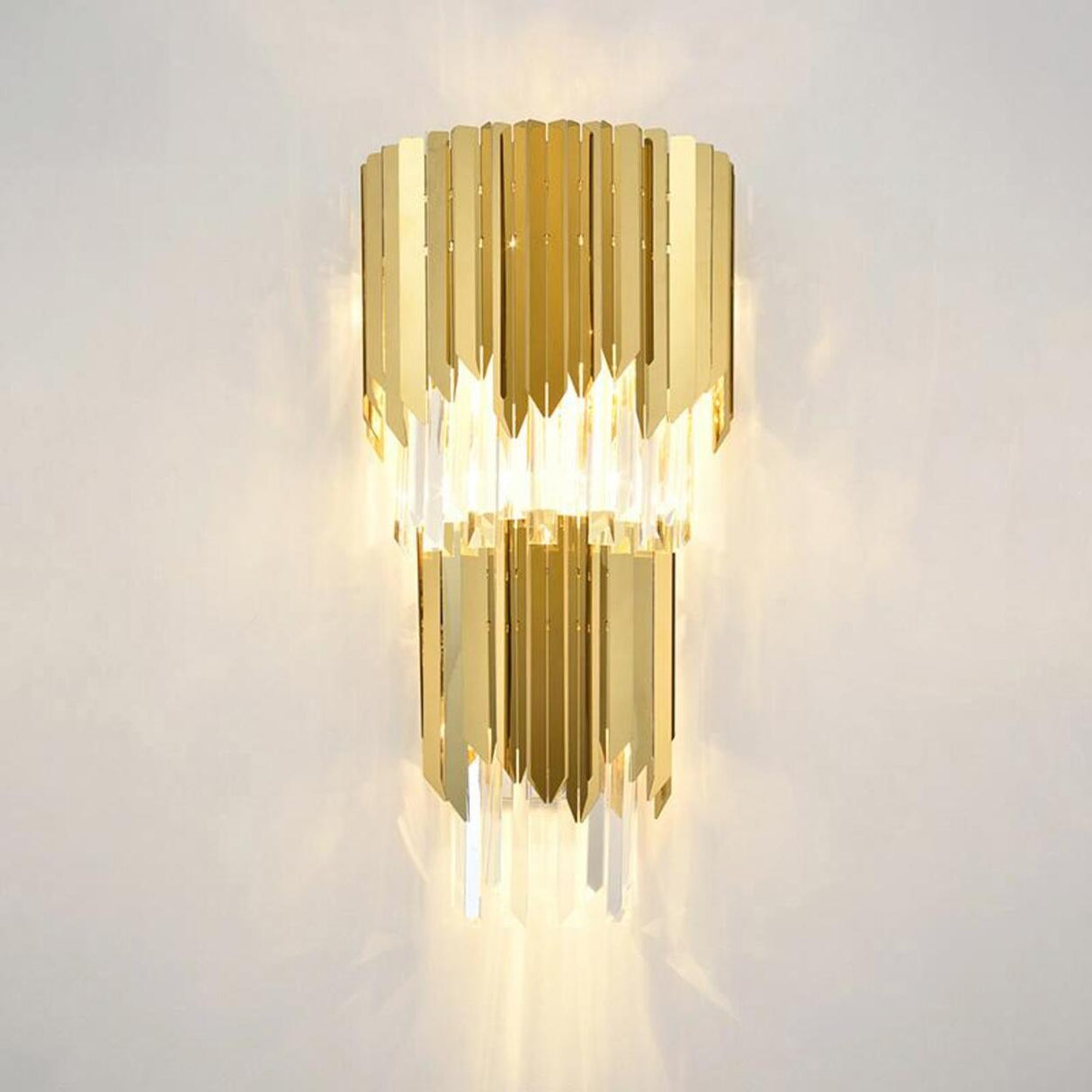 Luxury Tiered Pendant Gold Crystal Wall Sconce Image - 6