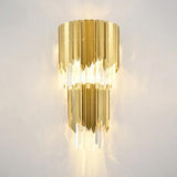 Luxury Tiered Pendant Gold Crystal Wall Sconce Image - 6