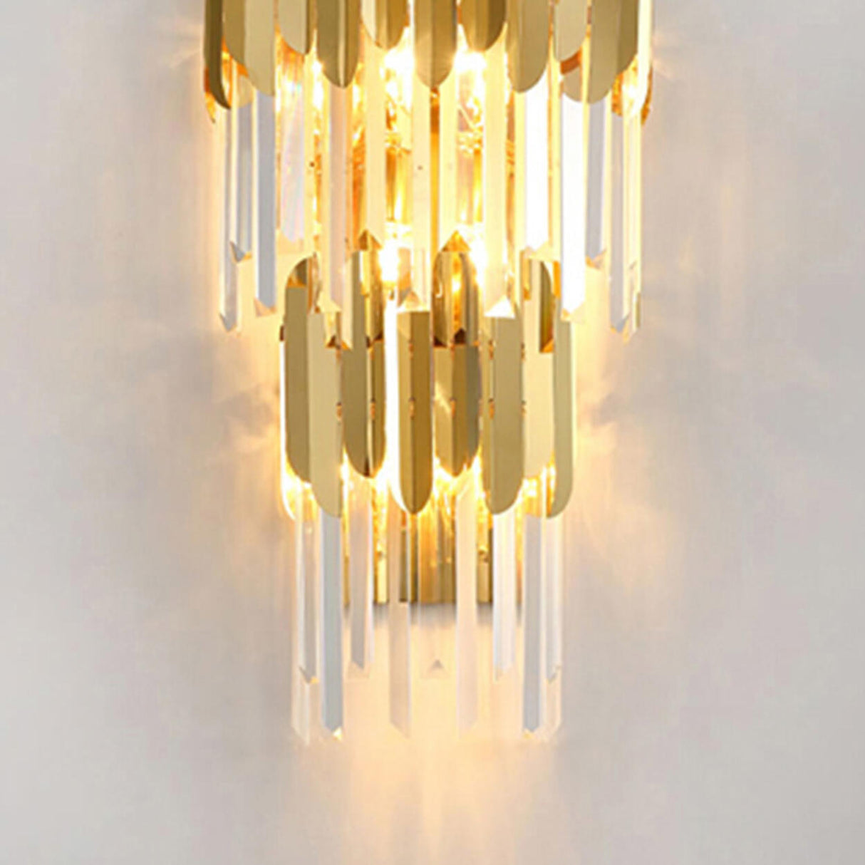 Luxury Tiered Pendant Gold Crystal Wall Sconce Image - 8