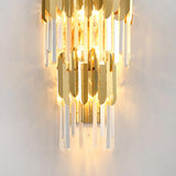 Luxury Tiered Pendant Gold Crystal Wall Sconce Image - 8