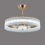 Luxury Tricolor LED Ring Crystal Chandelier Fan Light Image - 10