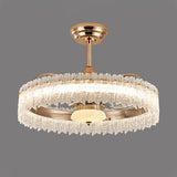 Luxury Tricolor LED Ring Crystal Chandelier Fan Light Image - 11