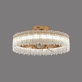 Luxury Tricolor LED Ring Crystal Chandelier Fan Light Image - 13