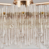 Luxury Tricolor LED Ring Crystal Chandelier Fan Light Image - 15