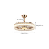 Luxury Tricolor LED Ring Crystal Chandelier Fan Light Image - 23