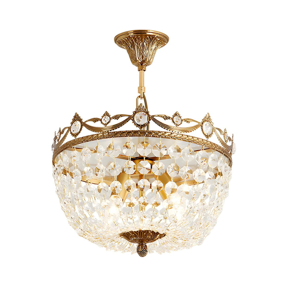 Luxury Vintage Crystal Gold Bowl Ceiling Chandelier Bedroom Image - 3