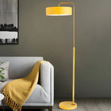 Macaron Modern Drum Iron LED Living Room Floor Lamp Image - 1