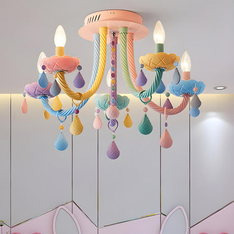 Macaron Pastel Candelabra Glass Semi-Flush Mount Light Image - 1