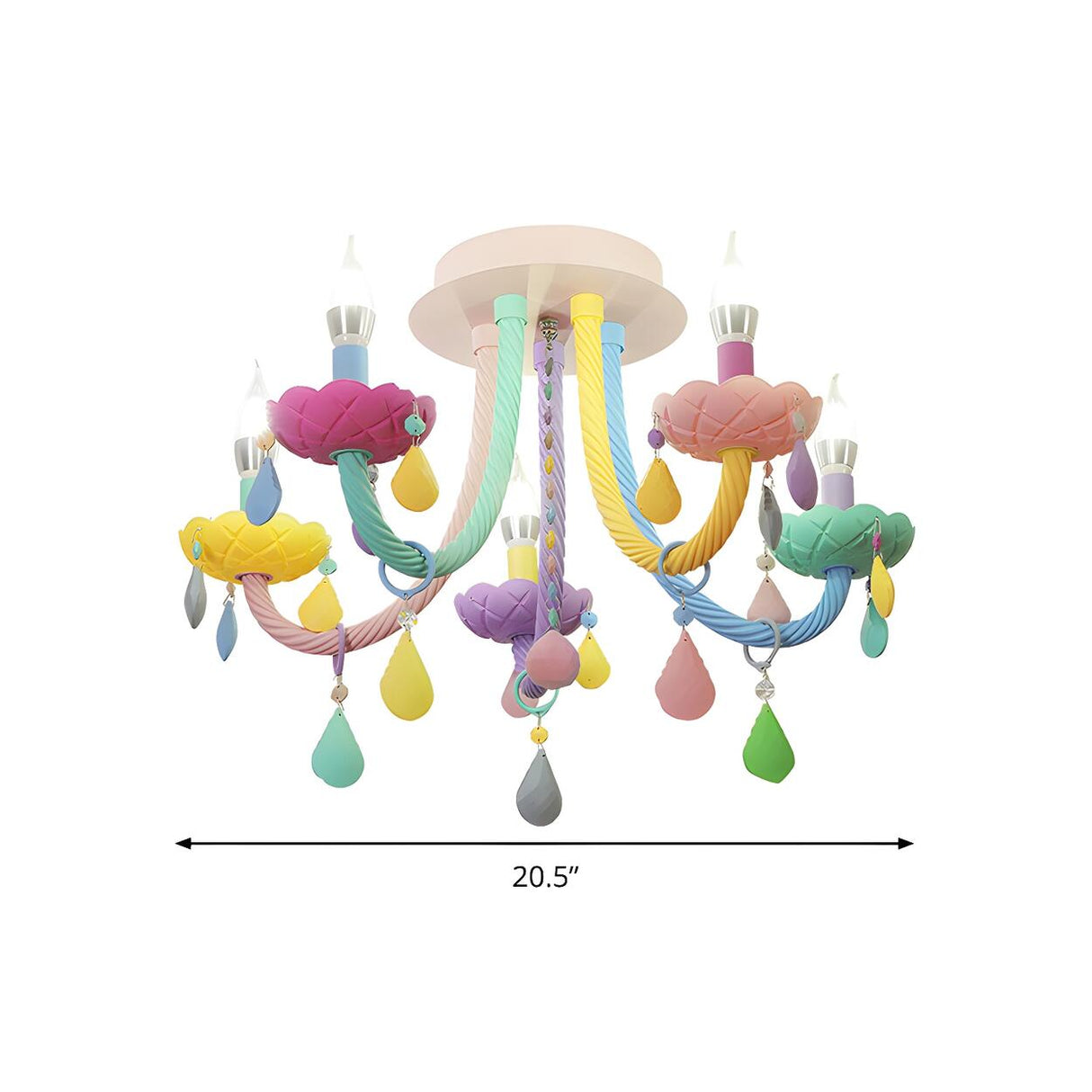 Macaron Pastel Candelabra Glass Semi-Flush Mount Light Image - 4