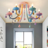 Macaron Pastel Candelabra Glass Semi-Flush Mount Light Image - 7