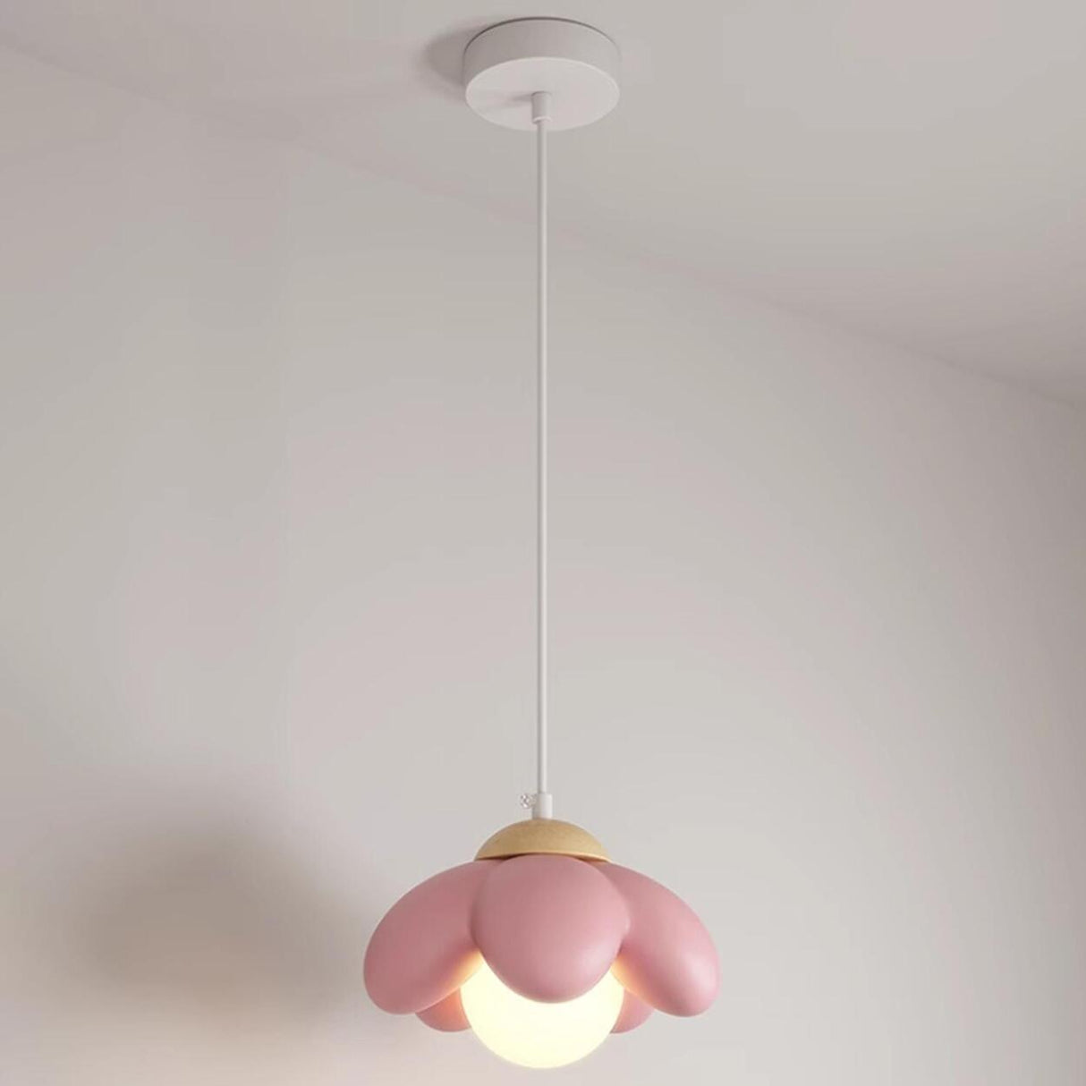 Macaron Pink Flower Resin Pendant Light Kids Room Image - 10